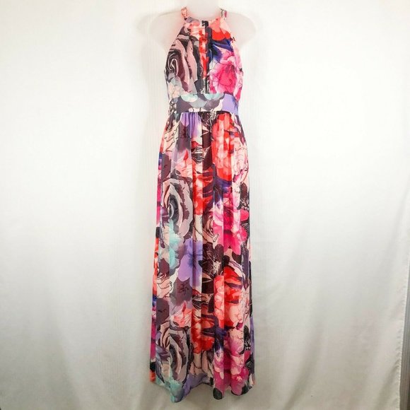 Eliza J Dresses & Skirts - Eliza J Floral Halter Chiffon Maxi Dress Women’s Size 2 STUNNING!